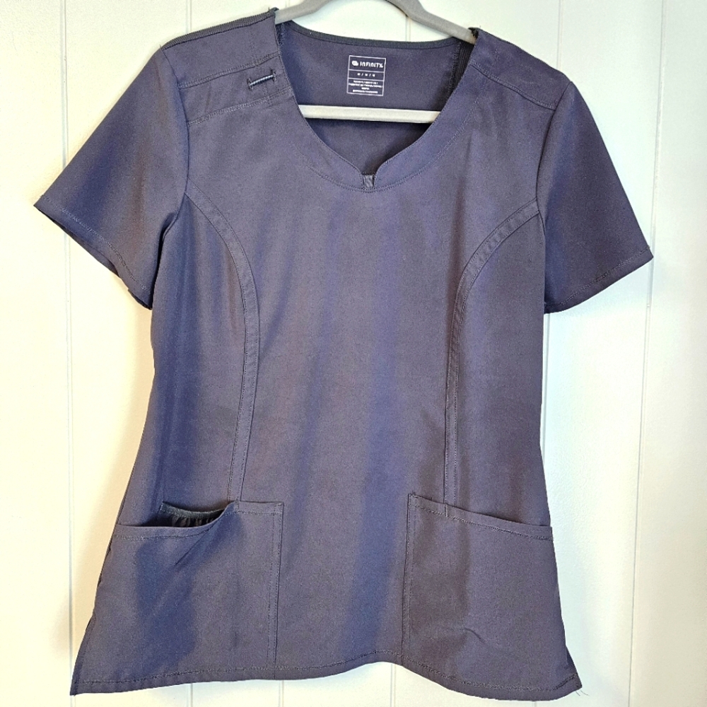 Cherokee Xfinity Scrub Top Gray Size Medium Stretch Back Panel Uniform